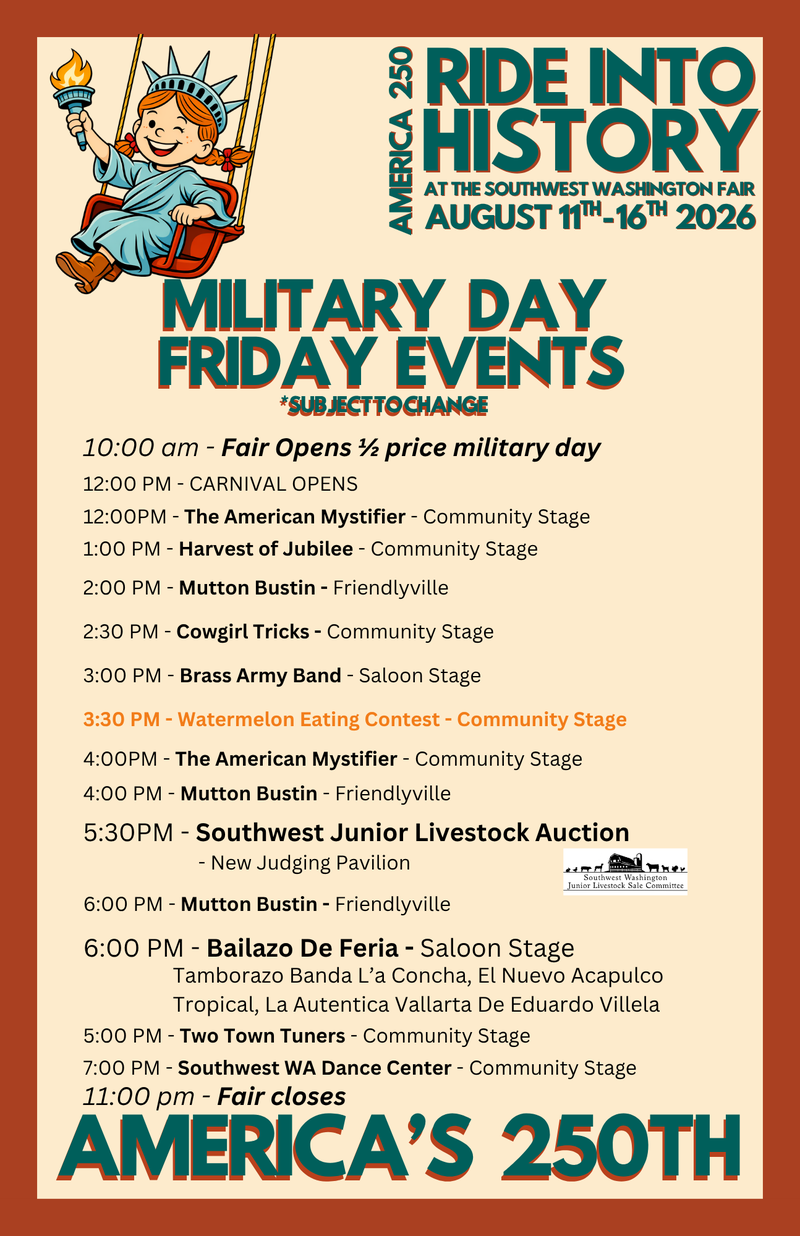 2026 Fair Schedule FRIDAY