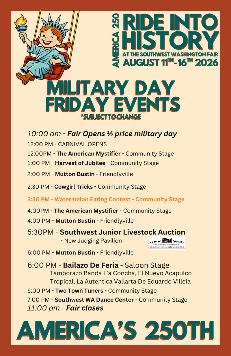 2026 FRIDAY ENTERTAINMENT SCHEDULE