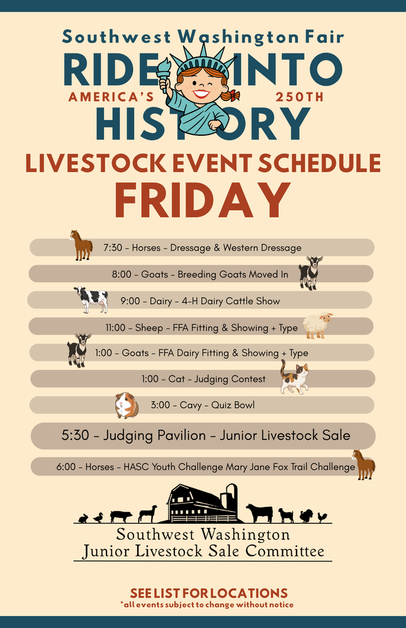 2026 FRIDAY LIVESTOCK SCEHDULE