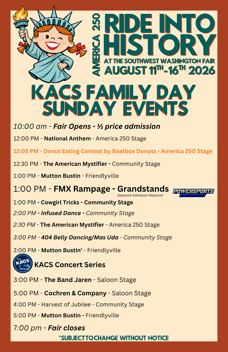 2026 SUNDAY ENTERTAINMENT SCHEDULE