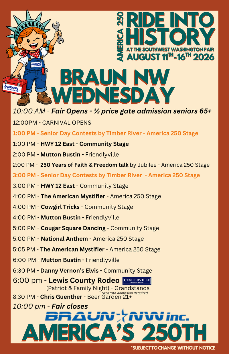 2026 WEDNESDAY ENTERTAINMENT SCHEDULE